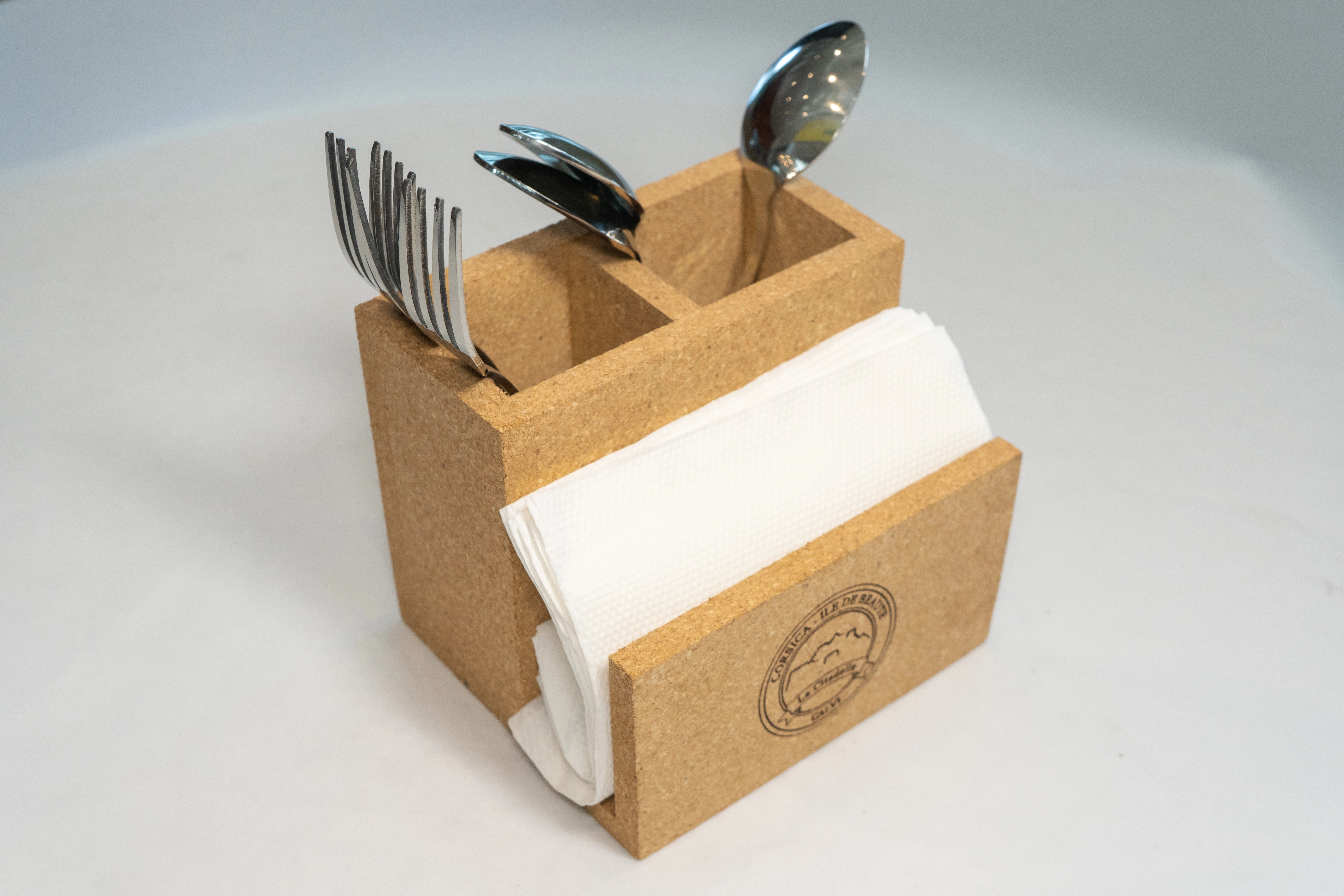Cork Cutlery & Napkin Organizer for functional table organization